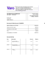 Bank Statement Varo Bank Statement pdf Template