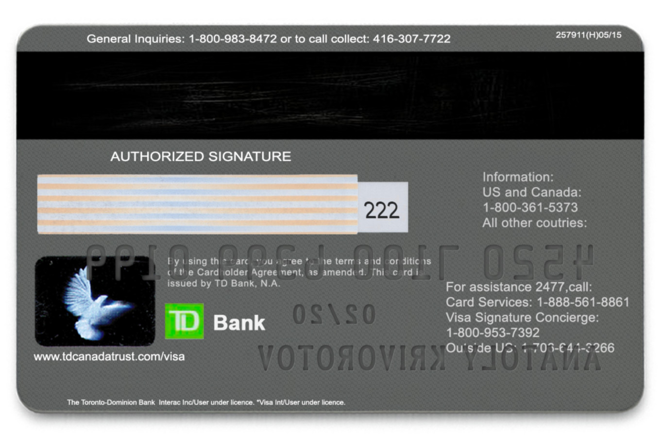 Visa&Mastercard-TD Bank-Back